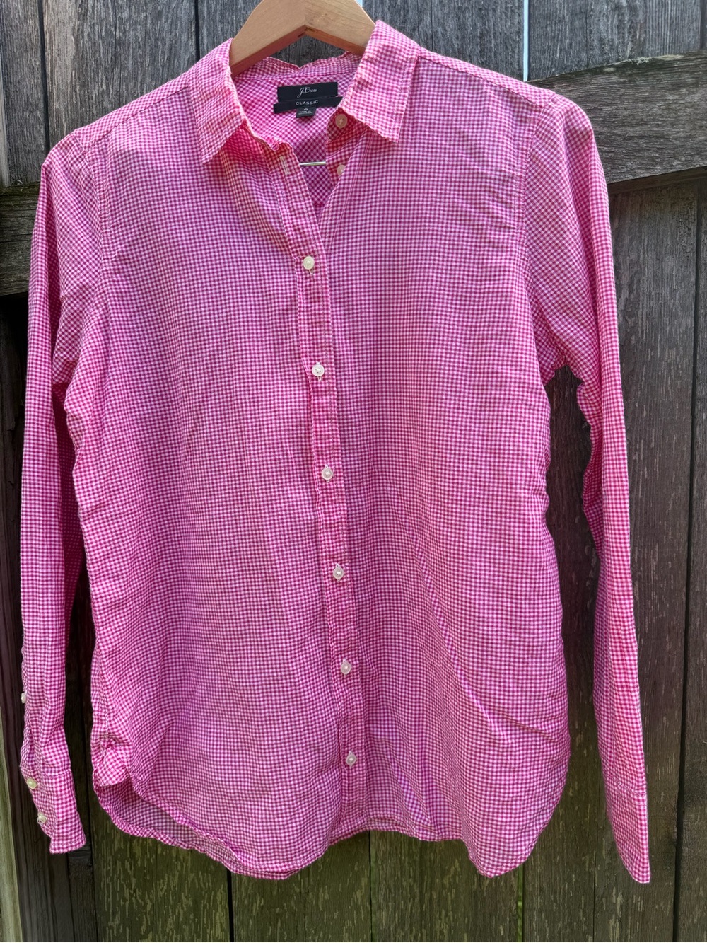 J. Crew Women’s Pink Gingham Button-Down Shirt